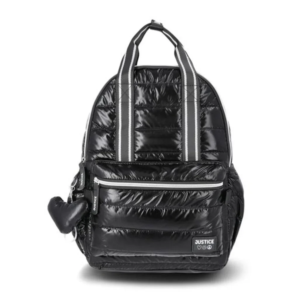 17" Shimmer Quilted Backpack, Lunch Bag, Water Bottle, and Charm Set - Picture 2 of 4